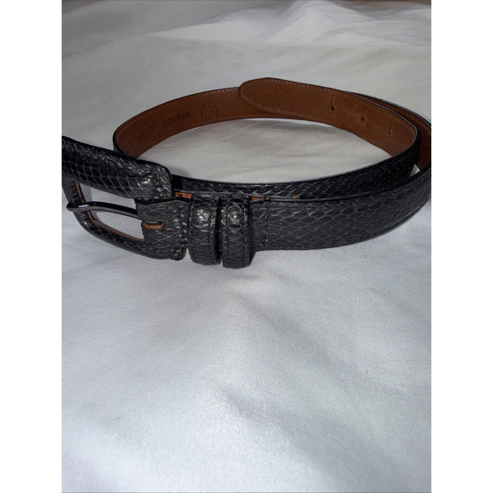 Vintage Joan Helpern Signature Genuine Leather Belt Black Italian Buckle Size S